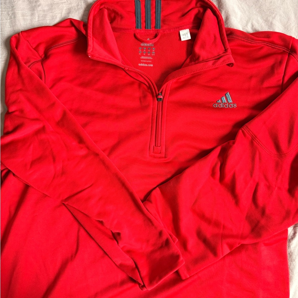 adidas Vibrant Red Quarter Zip Sweatshirt Jacket